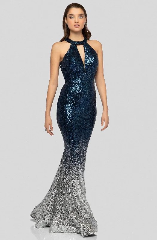 Formal Dress for Bar MitzvahsTerani Couture - 1911P8177 Ombre Sequined Halter Cutout Gown