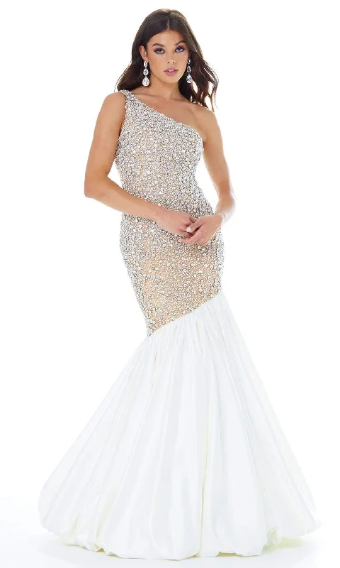 Formal Dress for Museum GalasAshley Lauren - 1981 One Shoulder Crystal Studded Trumpet Gown