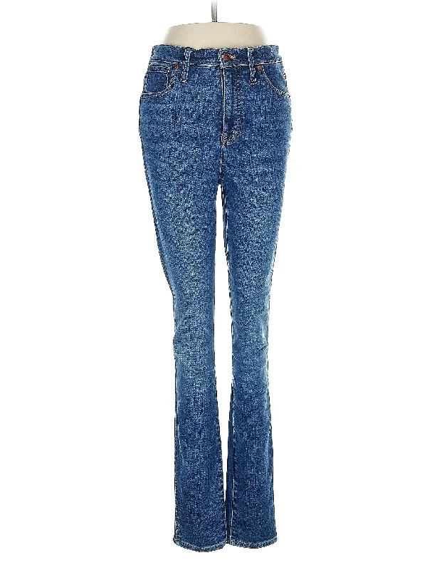 women's blue denim jeansHigh-Rise Bootleg Jeans in Medium Wash