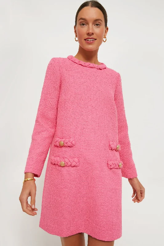 Fitted Lace Long Sleeves DressHot Pink Tweed Long Sleeve Jackie Dress