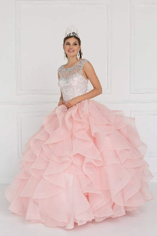 Formal Dress for Costume BallsElizabeth K - GL1555 Jeweled Ruffled Ballgown With Bolero