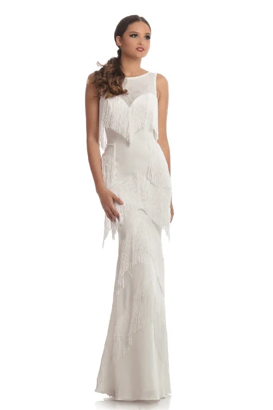 Formal Dress for Hotel GalasJohnathan Kayne - Chevron Fringe-Detailed Sheath Gown 9020