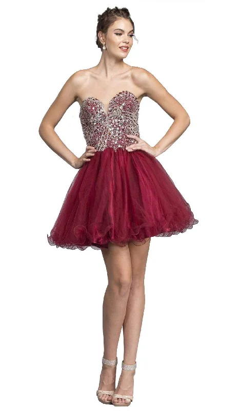 spaghetti-strap party dressesTrevi Collection - Strapless Glittering A-line Homecoming Dress