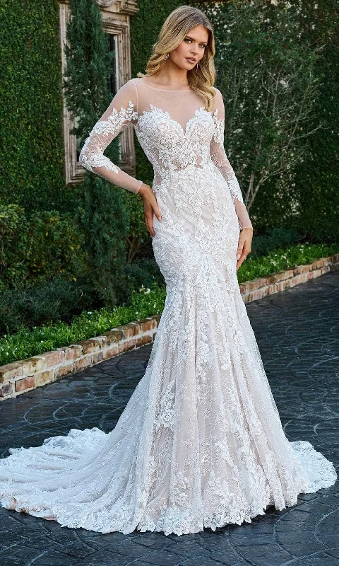 Formal Dress for Fashion WeeksRachel Allan Bridal RB3203 - Long Sleeve Embroidered Bridal Gown