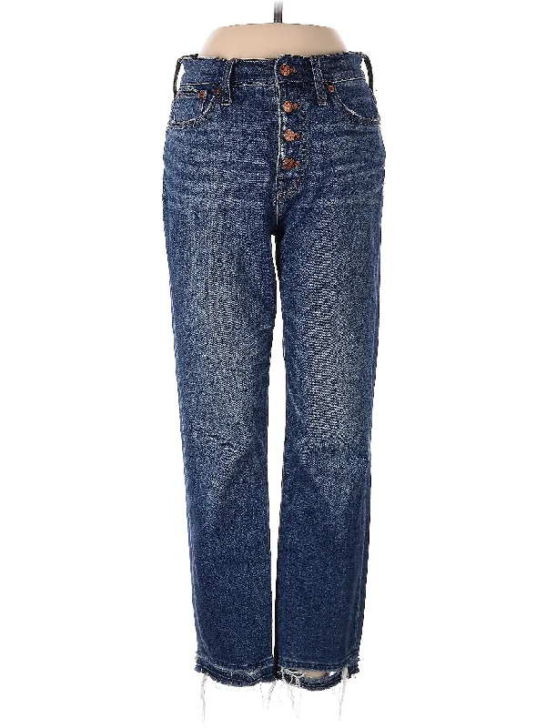 women's denim jeans for smart casualMid-Rise Straight-leg Jeans in Medium Wash