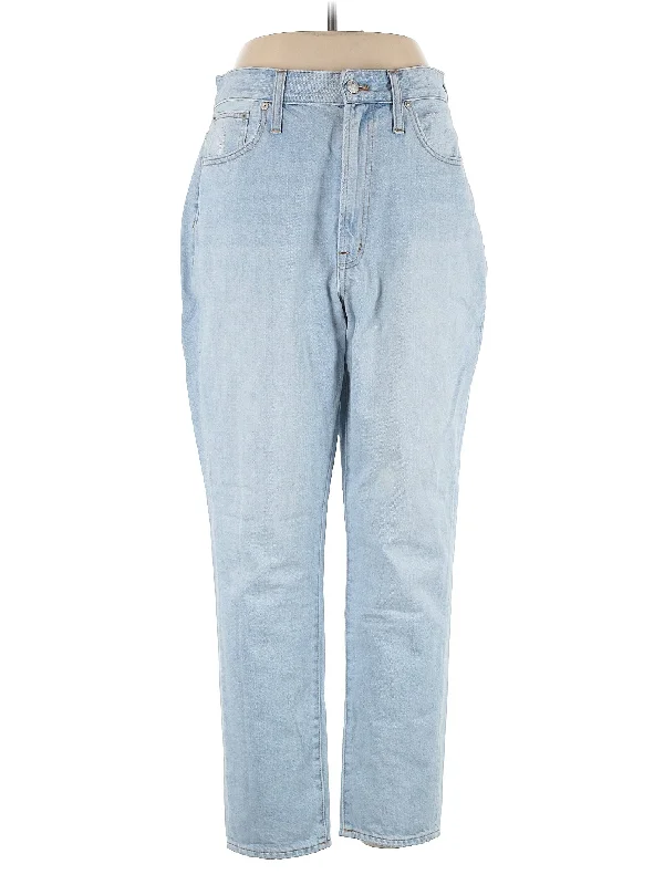 women's denim jeans with distressed hemsHigh-Rise Straight-leg Jeans in Light Wash