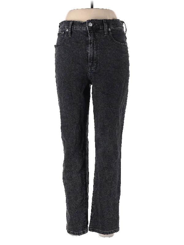 women's denim jeans with embroidery on pocketsHigh-Rise Straight-leg Jeans in Dark Wash