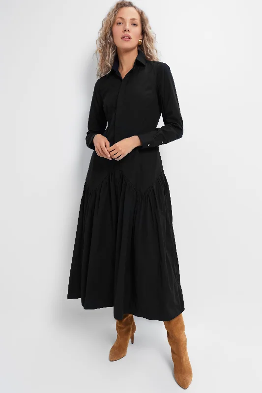 Flowing Tulle Long Sleeves DressPolo Black Cotton Poplin Long Sleeve Day Dress