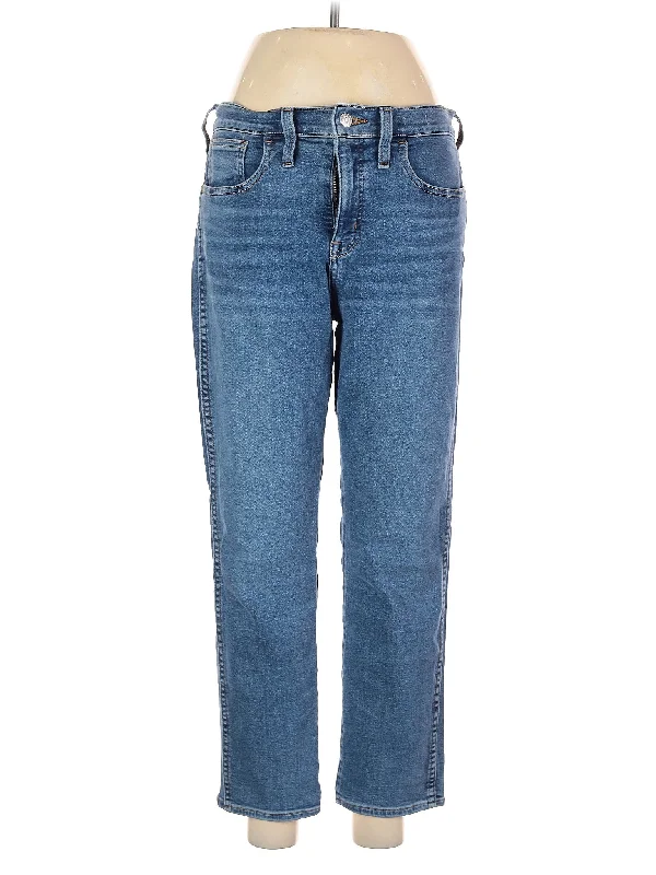 women's denim jeans with stretch fabricHigh-Rise Straight-leg Jeans in Medium Wash