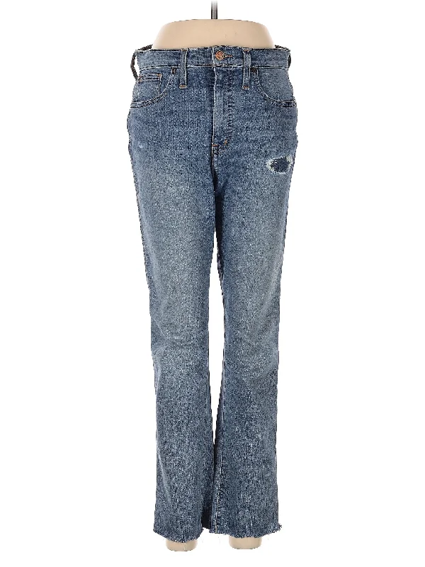 women's faded denim jeansHigh-Rise Bootleg Jeans in Medium Wash