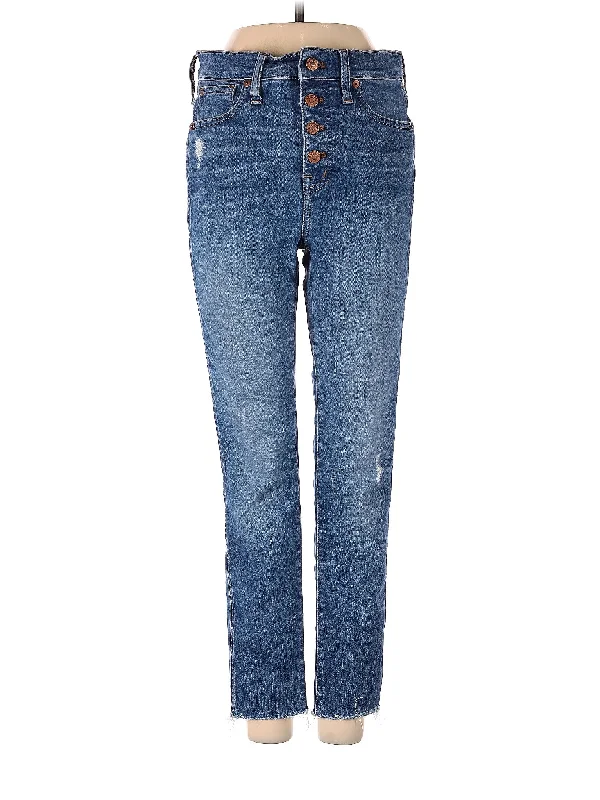 women's denim jeans with zipper-fly closureHigh-Rise Straight-leg Jeans in Medium Wash