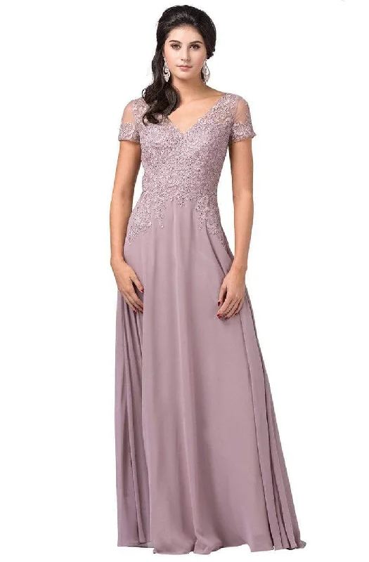 Formal Dress for Humanitarian AwardsDancing Queen - 2757 Short Sleeve Jewel Appliqued A-Line Gown