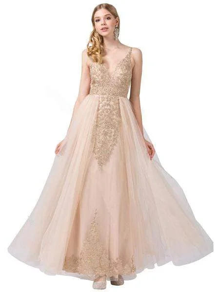 Formal Dress for Literary AwardsDancing Queen - Gilt-Appliqued Illusion Overskirt Gown 2525 - 1 pc Dusty Pink In Size L Available