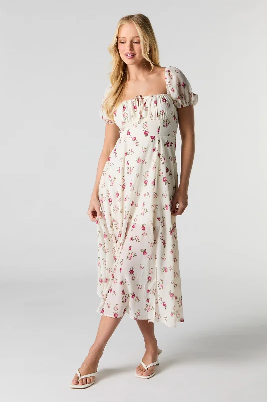 mini midi dressesFloral Chiffon Midi Milkmaid Dress