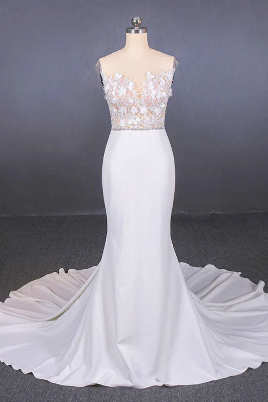 church wedding dressesMermaid Appliques Long Stunning Wedding Dresses, Long Bridal Dresses OKQ19