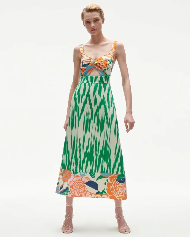 women's handmade dressesAnnette Dress Ikat Rose Jungle Green