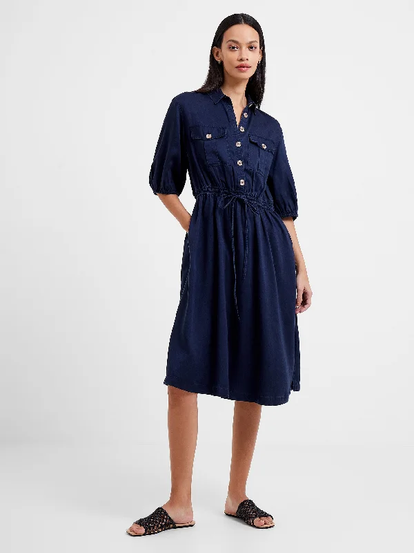 women's trendy dressesElkie Twill Drawstring Shirt Dress