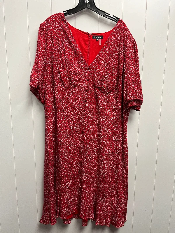 women's stretchy dressesRed Dress Casual Short 1.state, Size 2x