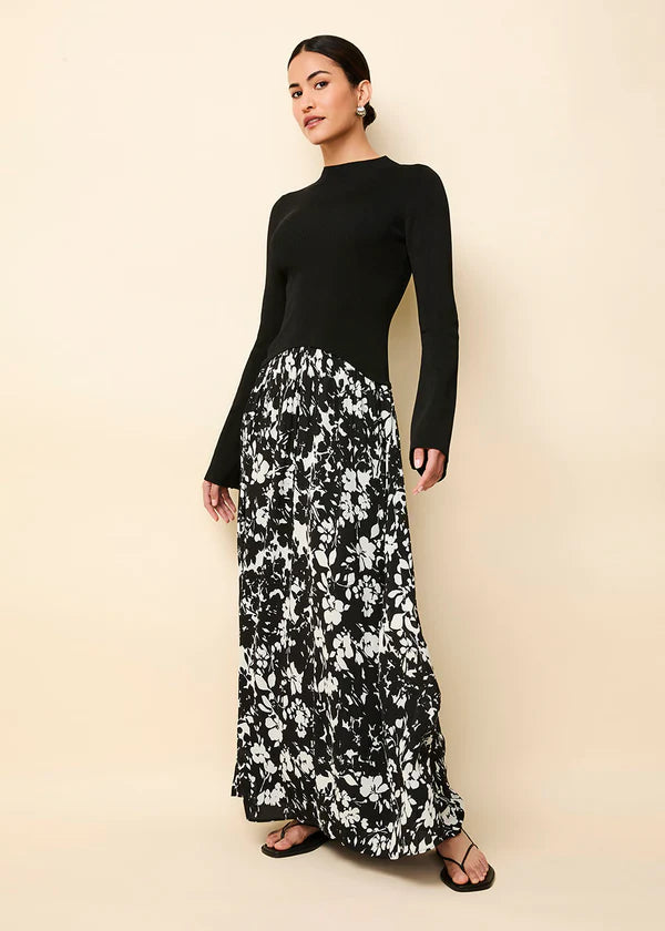 women's ethical fashion dressesThe Soglio Dress Black & White Floral