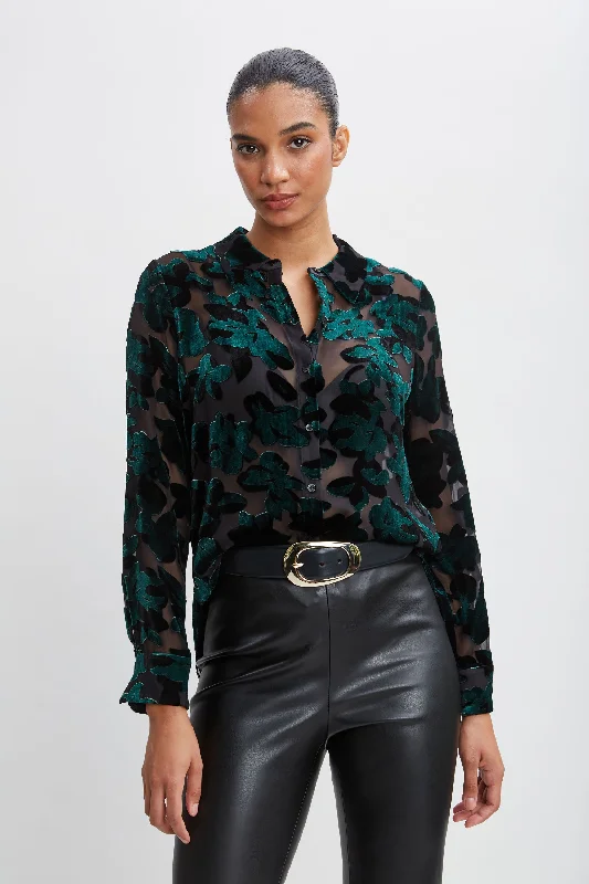 women's tops for those who want to add a pop of color to their outfitsBurnout Velvet Shirt