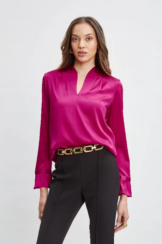 women's tops for those who want to stay updated with the latest fashion trendsSilk Satin Contour Neck Shirt