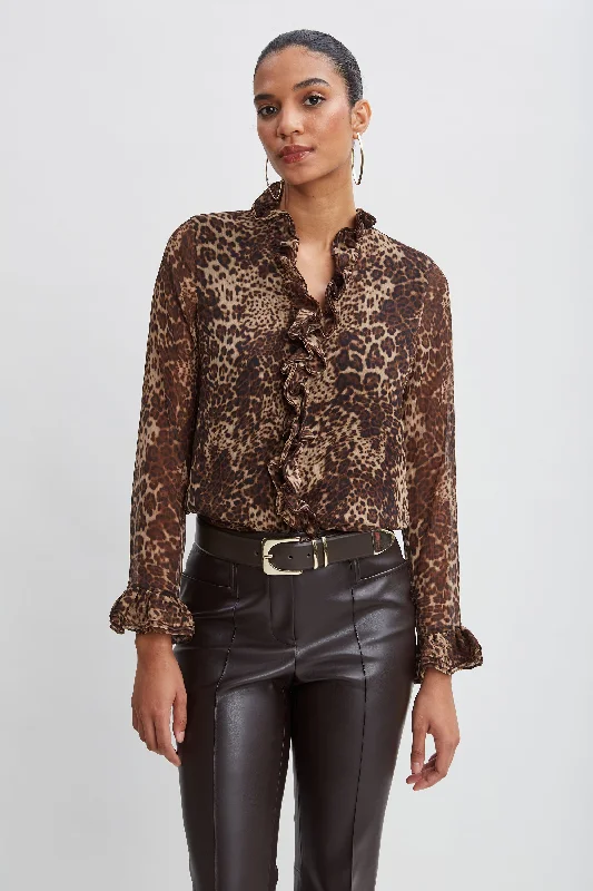 women's tops for those who prefer classic over trendy stylesCrinkle Chiffon Safari Blouson Shirt