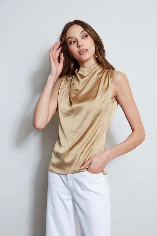 women's tops for those who want to add a bit of flair and personality to their looksSatin Draped Neck Top