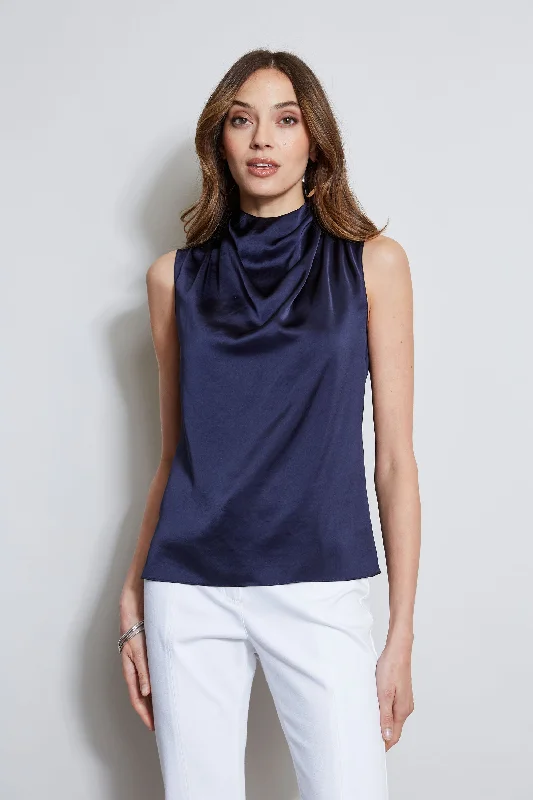 women's tops for those who want to add a touch of elegance and sophistication to their everyday wearSatin Draped Neck Top