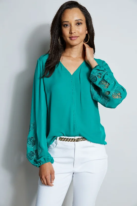 women's tops for those who want to create stylish and put-together outfits without spending a fortuneEmbroidered Long Sleeve Shirt