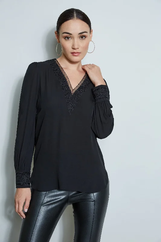 cozy women's tops for fall and winterEmbroidered Silk Shirt