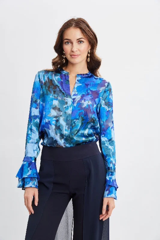 women's tops with embroidery detailsEtched Garden Printed Shirt