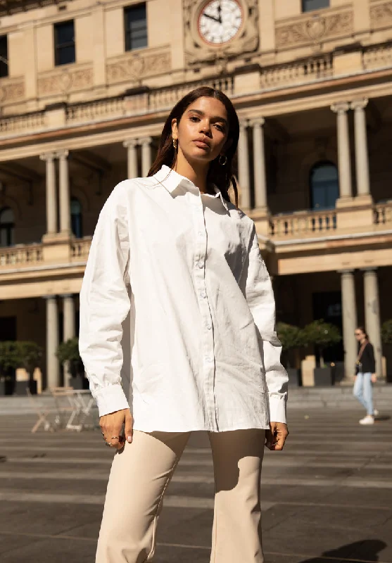 women's tops for those who want to stay cool and chic during warmer weatherGlacier Oversized Shirt - White