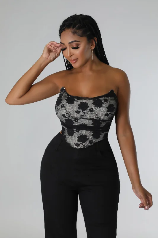 women's tops with geometric patternsLaciest Moments Corset Top