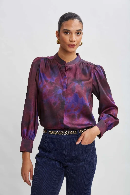 women's tops for those who want to show off their figure in a flattering wayMarble Button Down Shirt