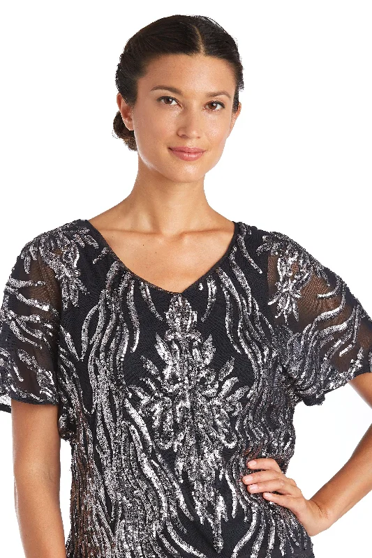 lace women's topsR&M Richards 7001 Butterfly Sleeve Two Tone Sequin Top