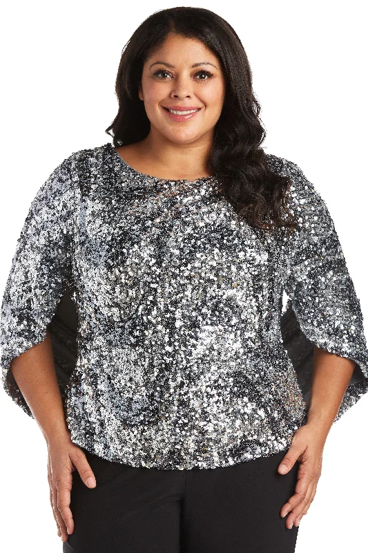 women's tops for minimalist aestheticsR&M Richards 7550W Plus Size One Piece Drape Back Top