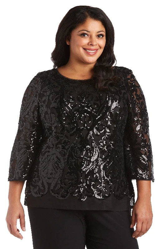 women's tops for glamorous eveningsR&M Richards 5995W Plus Size Sequins Top