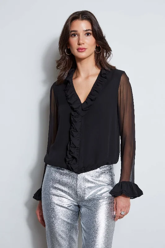 women's tops for those who love to mix and match prints and patternsRuffle Silk Shirt