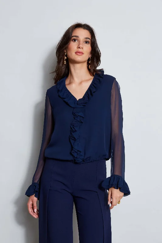 women's tops for those who refuse to compromise on styleRuffle Silk Shirt