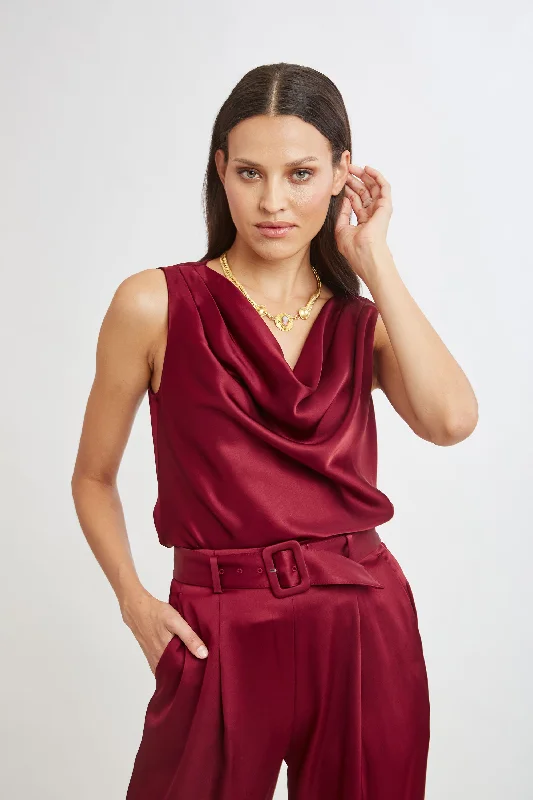 women's tops for glamorous eveningsSatin Cowl Top