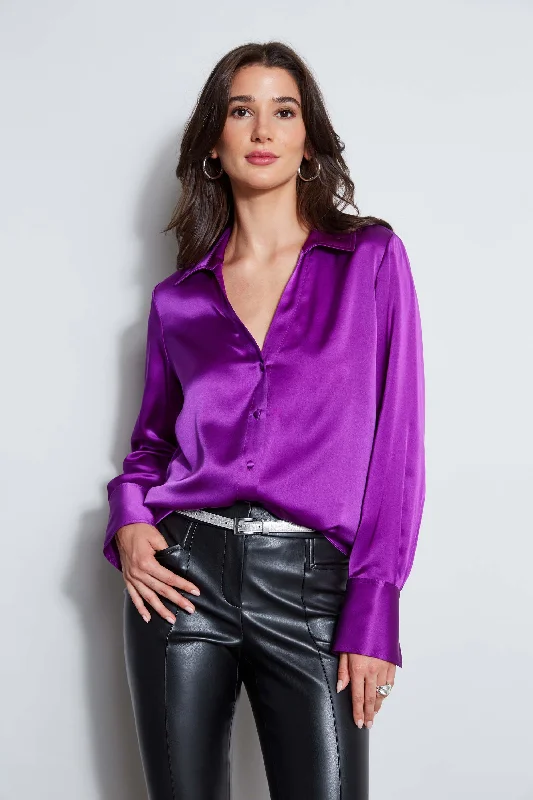 women's tops for those who love to dress up their casual looks with stylish topsSilk Satin Button Down Shirt