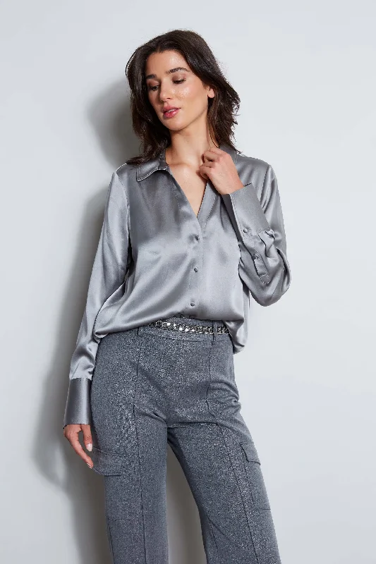 women's tops for those who want to elevate their everyday wear with chic and elegant piecesSilk Satin Button Down Shirt