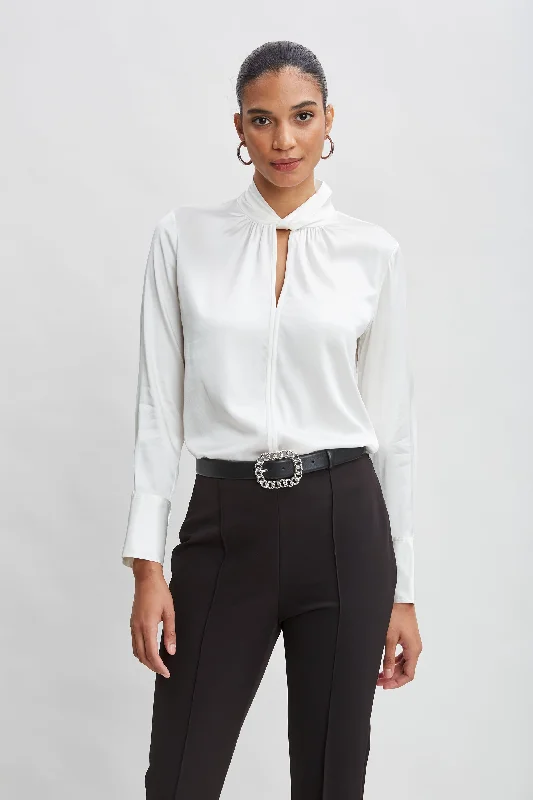 women's tops for those who want to create stylish and put-together outfits without spending a fortuneSilk Twist Neck Shirt