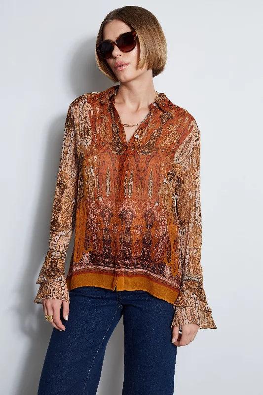 women's tops for relaxed weekendsSilk Crinkle Chiffon Raj Paisley Shirt