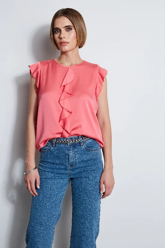 women's tops for evening soireesSilk Ruffle Shirt