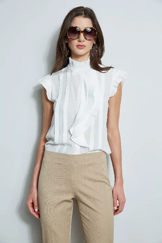 women's tops for those who want to add a bit of flair and personality to their looksPleated Flutter Silk Shirt