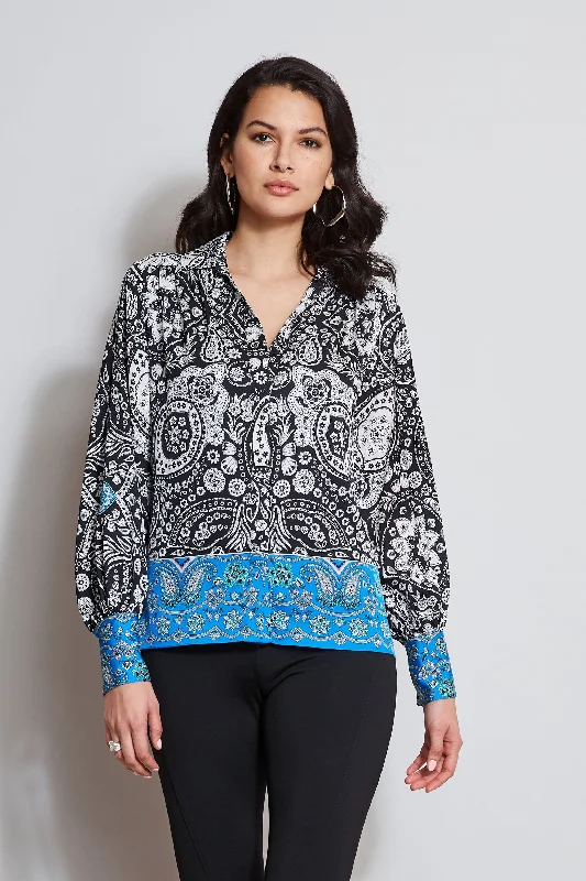 trendy women's topsEclipse Scarf Print Shirt