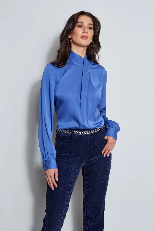 women's tops for cozy nights inSilk Draped Neck Shirt