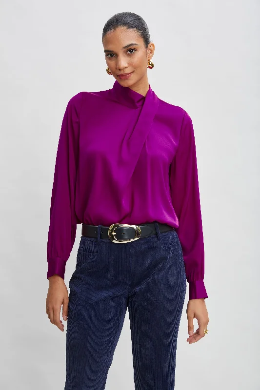 women's tops for those who want to add a pop of color to their outfitsSilk Draped Neck Shirt