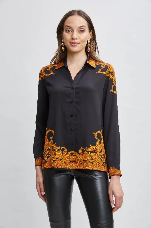 women's tops for those who want to wear pieces that are both functional and fashionableSilk Paisley Button Down Shirt